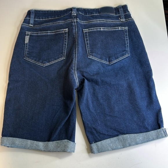PAIGE JAX KNEE DARK WASH DENIM  STRETCHY BERMUDA CUFFED SUMMER SHORTS SIZE 29 - Picture 5 of 14